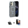 MARSİLYAN™- iPhone 11 Kılıf Eksen Çizgi - Siyah 3D Antistatik Mat Seramik Nano Ekran Koruyucu + Kamera Lens Koruma Cam - SF