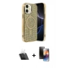 MARSİLYAN™- iPhone 11 Kılıf Eksen Çizgi - Siyah 3D Antistatik Mat Seramik Nano Ekran Koruyucu + Kamera Lens Koruma Cam - SF