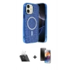 MARSİLYAN™- iPhone 11 Kılıf Eksen Çizgi - Siyah 3D Antistatik Mat Seramik Nano Ekran Koruyucu + Kamera Lens Koruma Cam - SF