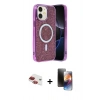 MARSİLYAN™- iPhone 11 Kılıf Eksen Çizgi - Siyah 3D Antistatik Mat Seramik Nano Ekran Koruyucu + Pers Alüminyum Kamera Lens - KI