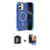MARSİLYAN™- iPhone 11 Kılıf Eksen Çizgi - Siyah 3D Antistatik Mat Seramik Nano Ekran Koruyucu + PVD Metal Kamera Lens - MI