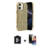MARSİLYAN™- iPhone 11 Kılıf Eksen Çizgi - Siyah 3D Antistatik Mat Seramik Nano Ekran Koruyucu + PVD Metal Kamera Lens - MI