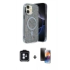 MARSİLYAN™- iPhone 11 Kılıf Eksen Çizgi - Siyah 3D Antistatik Mat Seramik Nano Ekran Koruyucu + PVD Metal Kamera Lens - MI