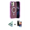 MARSİLYAN™- iPhone 11 Kılıf Eksen Çizgi - Siyah 3D Antistatik Mat Seramik Nano Ekran Koruyucu + Mavi Raze Metal Kamera Lens