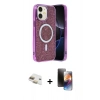 MARSİLYAN™- iPhone 11 Kılıf Eksen Çizgi - Siyah 3D Antistatik Mat Seramik Nano Ekran Koruyucu + Pers Alüminyum Kamera Lens - GD