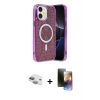 MARSİLYAN™- iPhone 11 Kılıf Eksen Çizgi - Siyah 3D Antistatik Mat Seramik Nano Ekran Koruyucu + Pers Alüminyum Kamera Lens - YL