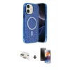 MARSİLYAN™- iPhone 11 Kılıf Eksen Çizgi - Siyah 3D Antistatik Mat Seramik Nano Ekran Koruyucu + Pers Alüminyum Kamera Lens - GD