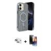 MARSİLYAN™- iPhone 11 Kılıf Eksen Çizgi - Siyah 3D Antistatik Mat Seramik Nano Ekran Koruyucu + Pers Alüminyum Kamera Lens - YL
