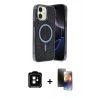 MARSİLYAN™- iPhone 11 Kılıf Eksen Çizgi - Siyah 3D Antistatik Mat Seramik Nano Ekran Koruyucu + PVD Metal Kamera Lens - TU