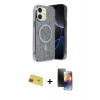 MARSİLYAN™- iPhone 11 Kılıf Eksen Çizgi - Siyah 3D Antistatik Mat Seramik Nano Ekran Koruyucu + Rainbow Kamera Lens Koruma Cam - KI