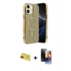 MARSİLYAN™- iPhone 11 Kılıf Eksen Çizgi - Siyah 3D Antistatik Mat Seramik Nano Ekran Koruyucu + Rainbow Kamera Lens Koruma Cam - KI