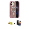 MARSİLYAN™- iPhone 11 Kılıf Eksen Çizgi - Siyah 3D Antistatik Mat Seramik Nano Ekran Koruyucu + Rainbow Kamera Lens Koruma Cam - KI