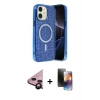 MARSİLYAN™- iPhone 11 Kılıf Eksen Çizgi - Siyah 3D Antistatik Mat Seramik Nano Ekran Koruyucu + Raze Metal Kamera Lens - SH
