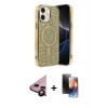 MARSİLYAN™- iPhone 11 Kılıf Eksen Çizgi - Siyah 3D Antistatik Mat Seramik Nano Ekran Koruyucu + Raze Metal Kamera Lens - SH