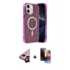 MARSİLYAN™- iPhone 11 Kılıf Eksen Çizgi - Siyah 3D Antistatik Mat Seramik Nano Ekran Koruyucu + Raze Metal Kamera Lens - SH