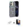MARSİLYAN™- iPhone 11 Kılıf Eksen Çizgi - Siyah 3D Antistatik Mat Seramik Nano Ekran Koruyucu + Renkli Kamera Lens Koruma Cam - TU