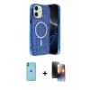 MARSİLYAN™- iPhone 11 Kılıf Eksen Çizgi - Siyah 3D Antistatik Mat Seramik Nano Ekran Koruyucu + Neon Fosforlu Kamera Lens - YL