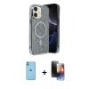 MARSİLYAN™- iPhone 11 Kılıf Eksen Çizgi - Siyah 3D Antistatik Mat Seramik Nano Ekran Koruyucu + Neon Fosforlu Kamera Lens - YL