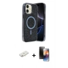 MARSİLYAN™- iPhone 11 Kılıf Eksen Çizgi - Siyah 3D Antistatik Mat Seramik Nano Ekran Koruyucu + Renkli Kamera Lens Koruma Cam - YL