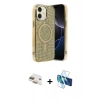 MARSİLYAN™- iPhone 11 Kılıf Eksen Çizgi - Siyah 3D Antistatik Seramik Nano Ekran Koruyucu + Pers Alüminyum Kamera Lens - GD