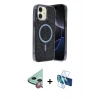 MARSİLYAN™- iPhone 11 Kılıf Eksen Çizgi - Siyah 3D Antistatik Seramik Nano Ekran Koruyucu + Raze Metal Kamera Lens - KI