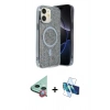 MARSİLYAN™- iPhone 11 Kılıf Eksen Çizgi - Siyah 3D Antistatik Seramik Nano Ekran Koruyucu + Raze Metal Kamera Lens - KI