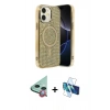 MARSİLYAN™- iPhone 11 Kılıf Eksen Çizgi - Siyah 3D Antistatik Seramik Nano Ekran Koruyucu + Raze Metal Kamera Lens - KI