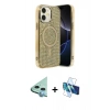 MARSİLYAN™- iPhone 11 Kılıf Eksen Çizgi - Siyah 3D Antistatik Seramik Nano Ekran Koruyucu + Raze Metal Kamera Lens - MI