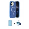 MARSİLYAN™- iPhone 11 Kılıf Eksen Çizgi - Siyah 3D Antistatik Seramik Nano Ekran Koruyucu + Neon Fosforlu Kamera Lens - MI