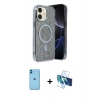 MARSİLYAN™- iPhone 11 Kılıf Eksen Çizgi - Siyah 3D Antistatik Seramik Nano Ekran Koruyucu + Neon Fosforlu Kamera Lens - MI