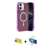 MARSİLYAN™- iPhone 11 Kılıf Eksen Çizgi - Siyah 3D Antistatik Seramik Nano Ekran Koruyucu + Rainbow Kamera Lens Koruma Cam - KI