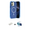 MARSİLYAN™- iPhone 11 Kılıf Eksen Çizgi - Siyah 3D Antistatik Seramik Nano Ekran Koruyucu + Renkli Kamera Lens Koruma Cam - SI
