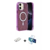 MARSİLYAN™- iPhone 11 Kılıf Eksen Çizgi - Siyah 3D Antistatik Seramik Nano Ekran Koruyucu + Renkli Kamera Lens Koruma Cam - PE