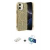 MARSİLYAN™- iPhone 11 Kılıf Eksen Çizgi - Siyah 3D Antistatik Seramik Nano Ekran Koruyucu + Renkli Kamera Lens Koruma Cam - SI