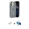 MARSİLYAN™- iPhone 11 Kılıf Eksen Çizgi - Siyah 3D Antistatik Seramik Nano Ekran Koruyucu + Renkli Kamera Lens Koruma Cam - SI