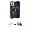 MARSİLYAN™- iPhone 11 Kılıf Eksen Çizgi - Siyah 3D Antistatik Seramik Nano Ekran Koruyucu + Renkli Kamera Lens Koruma Cam - SI
