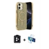 MARSİLYAN™- iPhone 11 Kılıf Eksen Çizgi - Siyah 3D Antistatik Seramik Nano Ekran Koruyucu + PVD Metal Kamera Lens - SH