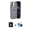 MARSİLYAN™- iPhone 11 Kılıf Eksen Çizgi - Siyah 3D Antistatik Seramik Nano Ekran Koruyucu + Turuncu PVD Metal Kamera Lens