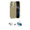 MARSİLYAN™- iPhone 11 Kılıf Eksen Çizgi - Siyah 3D Antistatik Seramik Nano Ekran Koruyucu + Pers Alüminyum Kamera Lens - YL