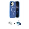 MARSİLYAN™- iPhone 11 Kılıf Eksen Çizgi - Siyah 3D Antistatik Seramik Nano Ekran Koruyucu + Pers Alüminyum Kamera Lens - YL