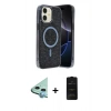 MARSİLYAN™- iPhone 11 Kılıf Eksen Çizgi - Siyah 6D Antistatik Mat Seramik Hayalet Nano Ekran Koruyucu + Raze Metal Kamera Lens - MI