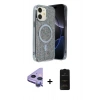 MARSİLYAN™- iPhone 11 Kılıf Eksen Çizgi - Siyah 6D Antistatik Mat Seramik Hayalet Nano Ekran Koruyucu + Mor Raze Metal Kamera Lens