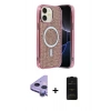 MARSİLYAN™- iPhone 11 Kılıf Eksen Çizgi - Siyah 6D Antistatik Mat Seramik Hayalet Nano Ekran Koruyucu + Mor Raze Metal Kamera Lens