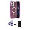 MARSİLYAN™- iPhone 11 Kılıf Eksen Çizgi - Siyah 6D Antistatik Mat Seramik Hayalet Nano Ekran Koruyucu + Mor Raze Metal Kamera Lens