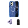 MARSİLYAN™- iPhone 11 Kılıf Eksen Çizgi - Siyah 6D Antistatik Mat Seramik Hayalet Nano Ekran Koruyucu + Mor Raze Metal Kamera Lens