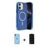 MARSİLYAN™- iPhone 11 Kılıf Eksen Çizgi - Siyah 6D Antistatik Mat Seramik Hayalet Nano Ekran Koruyucu + Neon Fosforlu Kamera Lens - MI