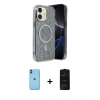 MARSİLYAN™- iPhone 11 Kılıf Eksen Çizgi - Siyah 6D Antistatik Mat Seramik Hayalet Nano Ekran Koruyucu + Neon Fosforlu Kamera Lens - MI