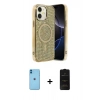 MARSİLYAN™- iPhone 11 Kılıf Eksen Çizgi - Siyah 6D Antistatik Mat Seramik Hayalet Nano Ekran Koruyucu + Neon Fosforlu Kamera Lens - MI