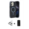 MARSİLYAN™- iPhone 11 Kılıf Eksen Çizgi - Siyah 6D Antistatik Mat Seramik Hayalet Nano Ekran Koruyucu + Raze Metal Kamera Lens - GS