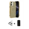 MARSİLYAN™- iPhone 11 Kılıf Eksen Çizgi - Siyah 6D Antistatik Mat Seramik Hayalet Nano Ekran Koruyucu + Raze Metal Kamera Lens - GS